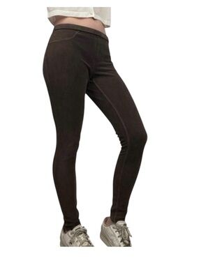 HUE Classic Corduroy Leggings Size M Espresso Brown Stretch Comfort Athleisure